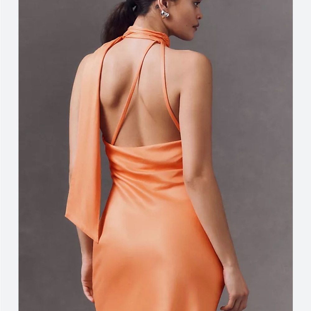 Anthropologie BHLDN Julia Scarf Halter Orange Mini Dress